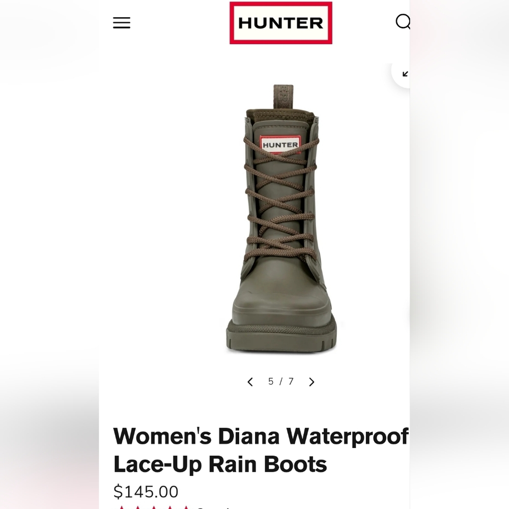 Size 7 womens Women's Diana Waterproof Lace-Up Rain Boots NEW in Box NEVER WORN